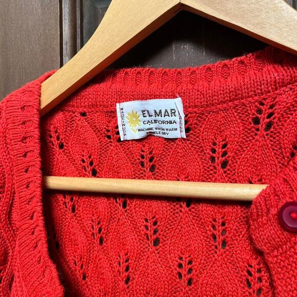 Deadstock 1960s knit cardigan Red Women's Medium - Picture 6 of 8